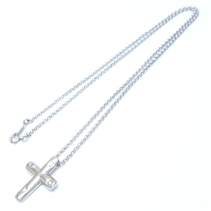 クロス ネックレス 4Pダイヤモンド Pt900プラチナxPt850プラチナ /75245【中古】 クロス ネックレス 4Pダイヤモンド Pt900プラチナxPt850プラチナ /75245【中古】