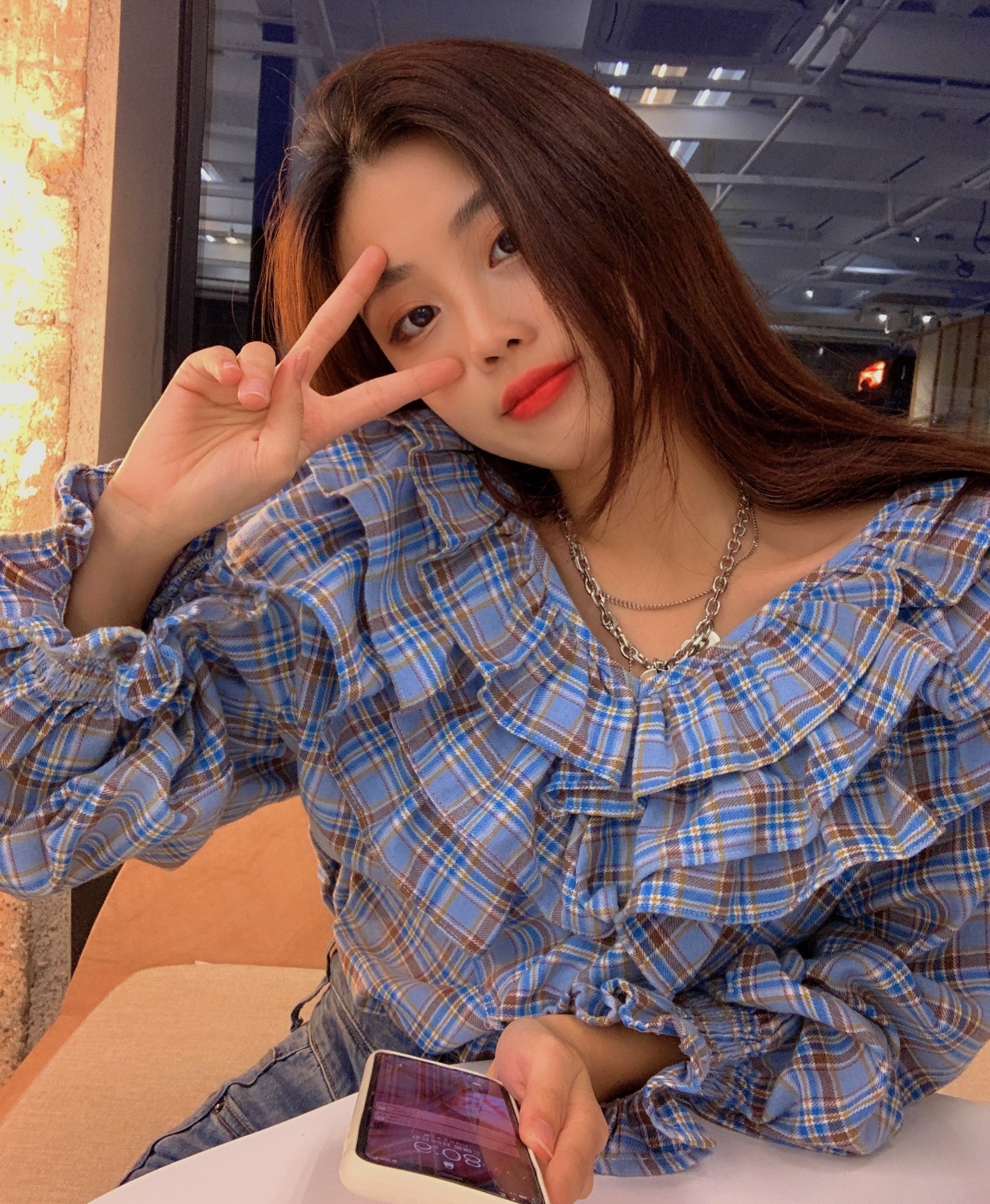 トップス ブラウス レディース 夏 春 秋 かわいい 長袖 長袖 ボリューム袖 フリル袖 Vネック 襟付き 大きな襟 ２重襟 フレア 青 ブルー 春カラー S M L かわいい カジュアル おしゃれ