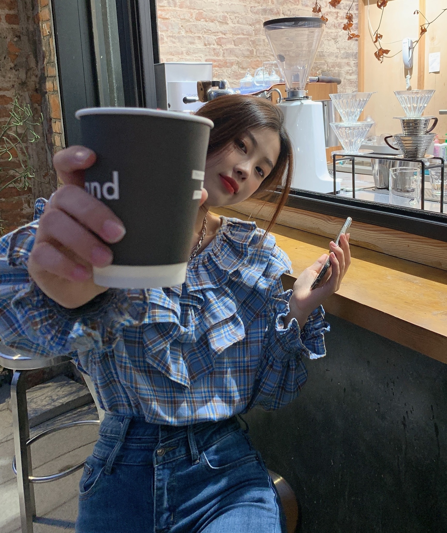 トップス ブラウス レディース 夏 春 秋 かわいい 長袖 長袖 ボリューム袖 フリル袖 Vネック 襟付き 大きな襟 ２重襟 フレア 青 ブルー 春カラー S M L かわいい カジュアル おしゃれ