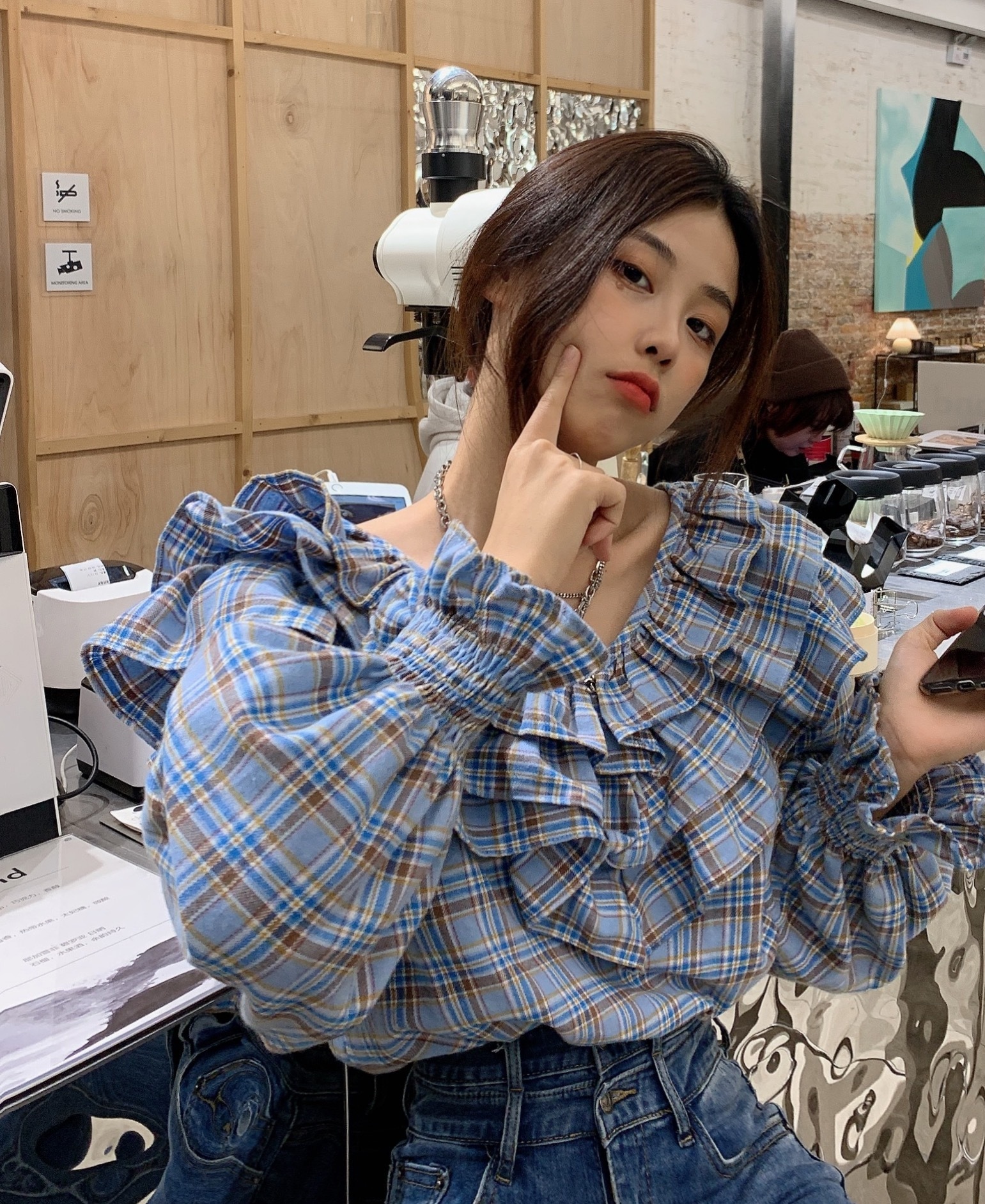 トップス ブラウス レディース 夏 春 秋 かわいい 長袖 長袖 ボリューム袖 フリル袖 Vネック 襟付き 大きな襟 ２重襟 フレア 青 ブルー 春カラー S M L かわいい カジュアル おしゃれ