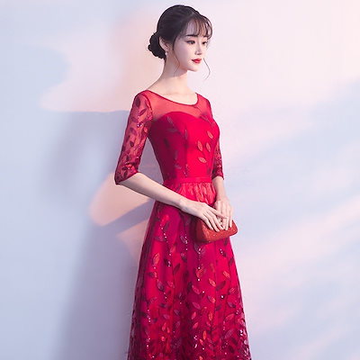 得価格安 カラードレス 安い 赤 パーティードレス : レディース服 最安値格安