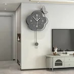 壁掛け時計 ウォールクロック フラワーモチーフ 蝶々 アナログ時計 サイレント 静音 おしゃれ 花 モノトーン シック ブラック シンプル 北欧 リビングルーム 寝室 インテリア 贈り物