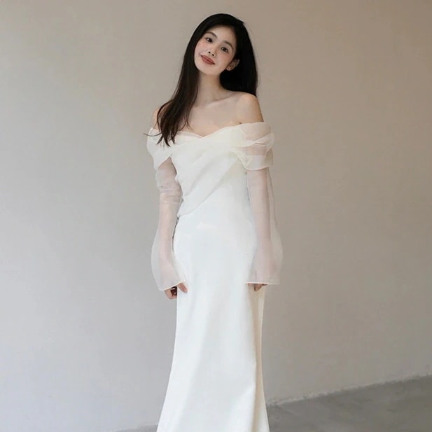 今年人気爆発中結婚式 フランスドレス ワンピース ワンショルダー サテン ウエディングドレス 花嫁 披露宴 二次会 謝恩会 発表会 演奏会 女子会