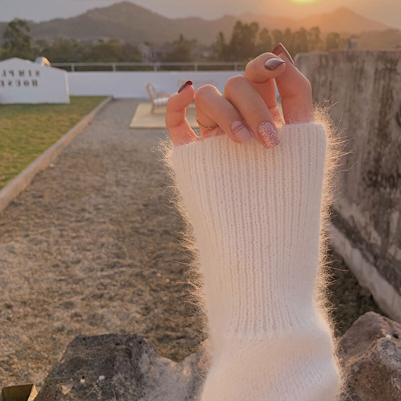 タートルネックセーター ホワイト ピンク イエロー ワンピース ニットソー セーター スリム 細身