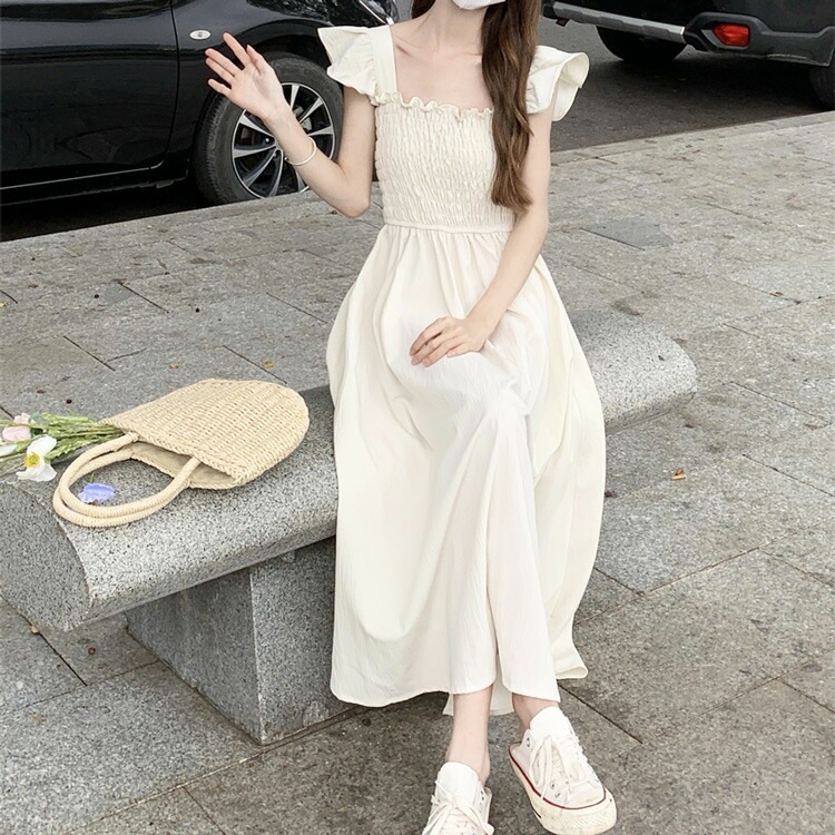 胸元 シャーリング ワンピース 白ワンピース 黒 マキシワンピ 全2色 肩フリル ノースリーブ ロング丈 ロングワンピ ウエストゴム Aラインワンピ 無地 おしゃれ きれいめ キャミワンピ フェミニン 胸元 シャーリング ワンピース 白ワンピース 黒 マキシワンピ 全2色 肩フリル ノースリーブ ロング丈 ロングワンピ ウエストゴム Aラインワンピ 無地 おしゃれ きれいめ キャミワンピ フェミニン