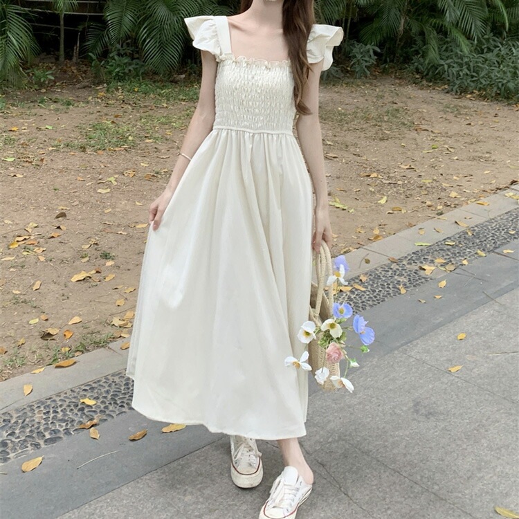 胸元 シャーリング ワンピース 白ワンピース 黒 マキシワンピ 全2色 肩フリル ノースリーブ ロング丈 ロングワンピ ウエストゴム Aラインワンピ 無地 おしゃれ きれいめ キャミワンピ フェミニン 胸元 シャーリング ワンピース 白ワンピース 黒 マキシワンピ 全2色 肩フリル ノースリーブ ロング丈 ロングワンピ ウエストゴム Aラインワンピ 無地 おしゃれ きれいめ キャミワンピ フェミニン