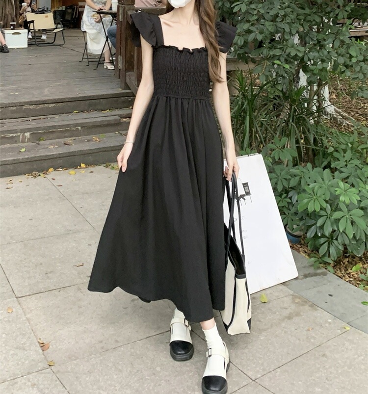 胸元 シャーリング ワンピース 白ワンピース 黒 マキシワンピ 全2色 肩フリル ノースリーブ ロング丈 ロングワンピ ウエストゴム Aラインワンピ 無地 おしゃれ きれいめ キャミワンピ フェミニン 胸元 シャーリング ワンピース 白ワンピース 黒 マキシワンピ 全2色 肩フリル ノースリーブ ロング丈 ロングワンピ ウエストゴム Aラインワンピ 無地 おしゃれ きれいめ キャミワンピ フェミニン