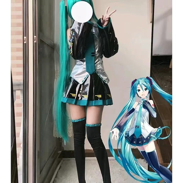 初音ミク公式漆コスプレ日本少女アニメ衣装jk質感青々としたロックスカート