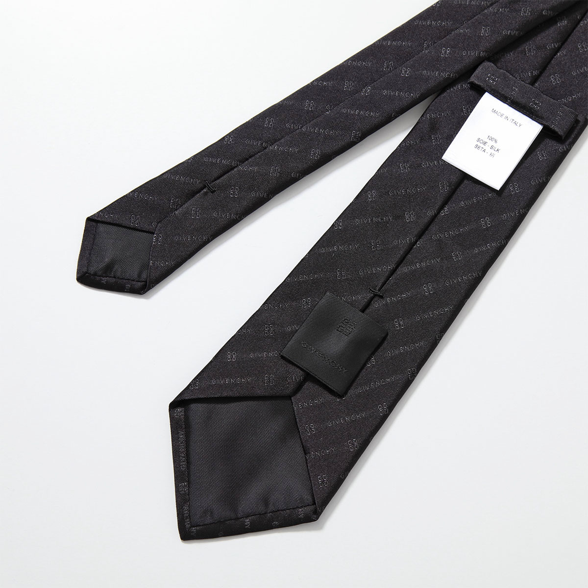 【現行】美品 GIVENCHY ジャガード 4Gロゴ ドット柄 ネクタイ グレー GIVENCHY ジバンシィ ネクタイ J4500 メンズ イタリア製 シルク