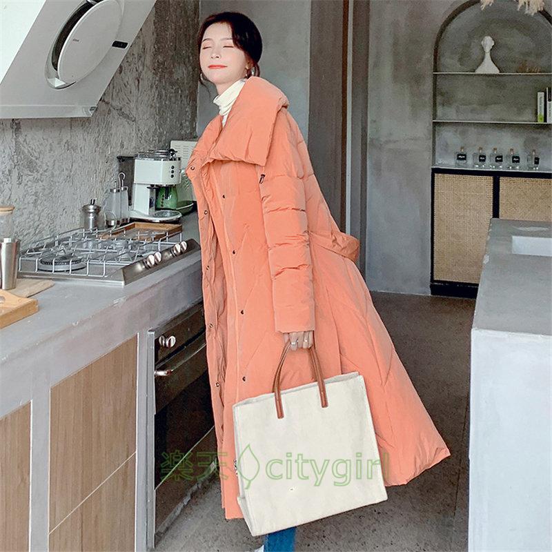 【citygirl】ロング丈ダウンコート レディース ダウンコート ハイネック 長袖 ロングコート 防寒ジャケット スタイリッシュ きれいめ 防寒 ロング ダウンジャケット 棉服コート ディースダウン