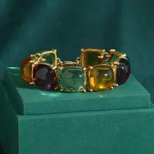 ヴィンテージかわいいカラフルなキャンディラウンド釉ブレスレット女性のためのチャームバレンタインデーのギフト高級ジュエリーゴールドカラーアクセサリー 2025