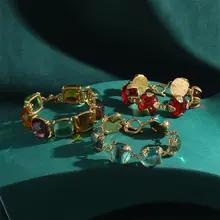 ヴィンテージかわいいカラフルなキャンディラウンド釉ブレスレット女性のためのチャームバレンタインデーのギフト高級ジュエリーゴールドカラーアクセサリー 2025