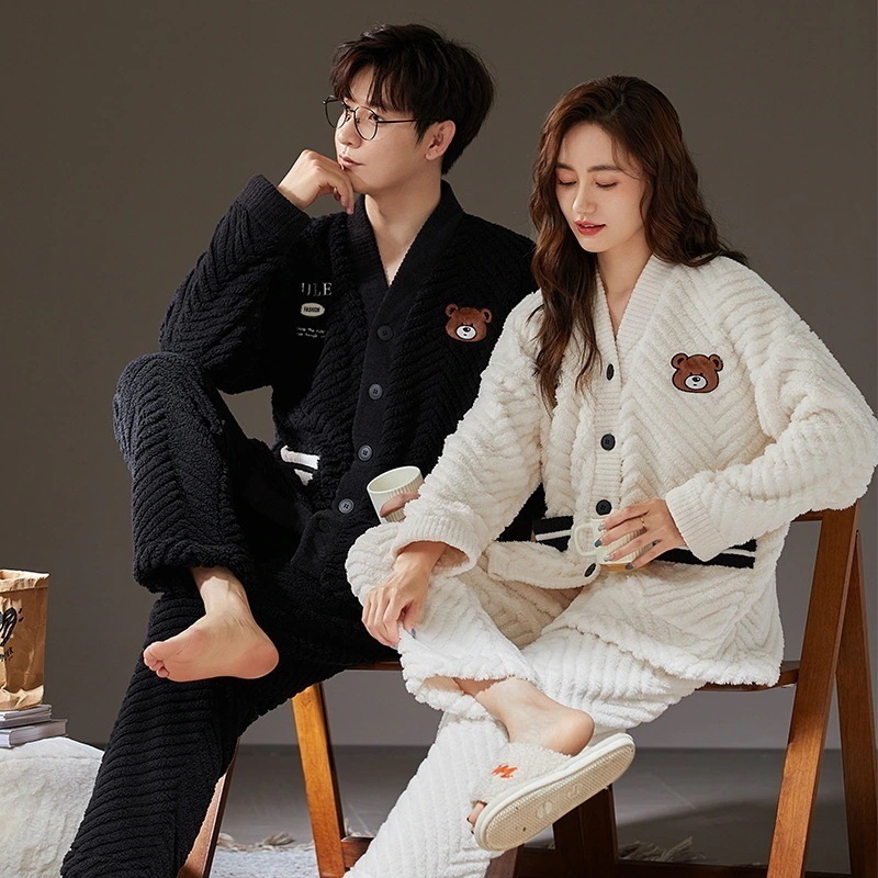 パジャマカップルペアルックルームウェアフランネル秋冬ペアパジャマ長袖カーディガンパジャマペアルックお揃いレディースメンズネグリジェレディース パジャマカップルペアルックルームウェアフランネル秋冬ペアパジャマ長袖カーディガンパジャマペアルックお揃いレディースメンズネグリジェレディース
