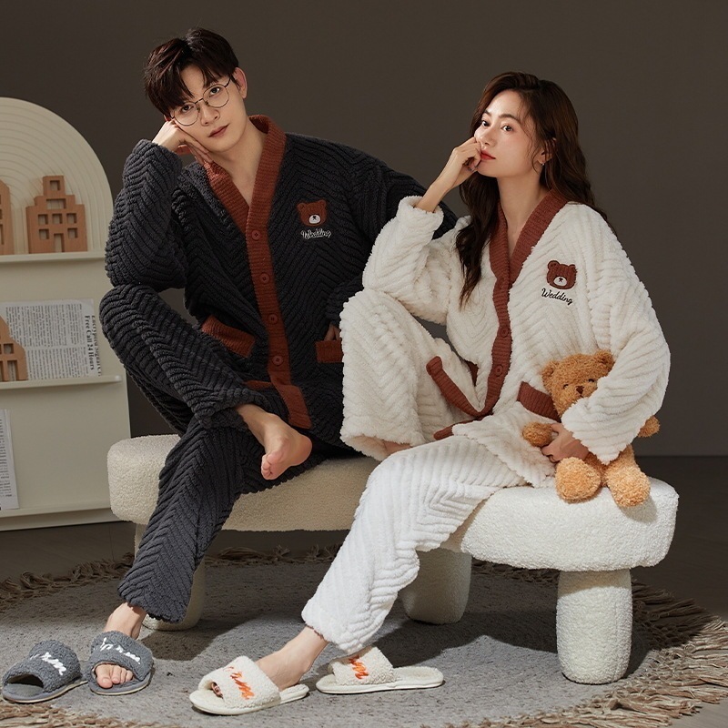パジャマカップルペアルックルームウェアフランネル秋冬ペアパジャマ長袖カーディガンパジャマペアルックお揃いレディースメンズネグリジェレディース パジャマカップルペアルックルームウェアフランネル秋冬ペアパジャマ長袖カーディガンパジャマペアルックお揃いレディースメンズネグリジェレディース