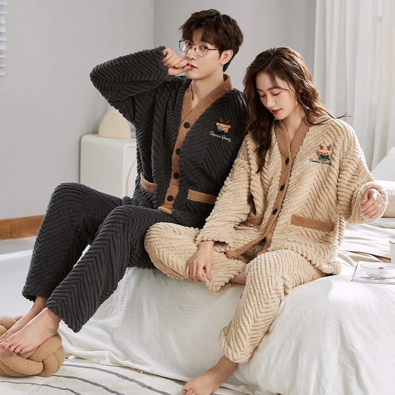 パジャマカップルペアルックルームウェアフランネル秋冬ペアパジャマ長袖カーディガンパジャマペアルックお揃いレディースメンズネグリジェレディース パジャマカップルペアルックルームウェアフランネル秋冬ペアパジャマ長袖カーディガンパジャマペアルックお揃いレディースメンズネグリジェレディース