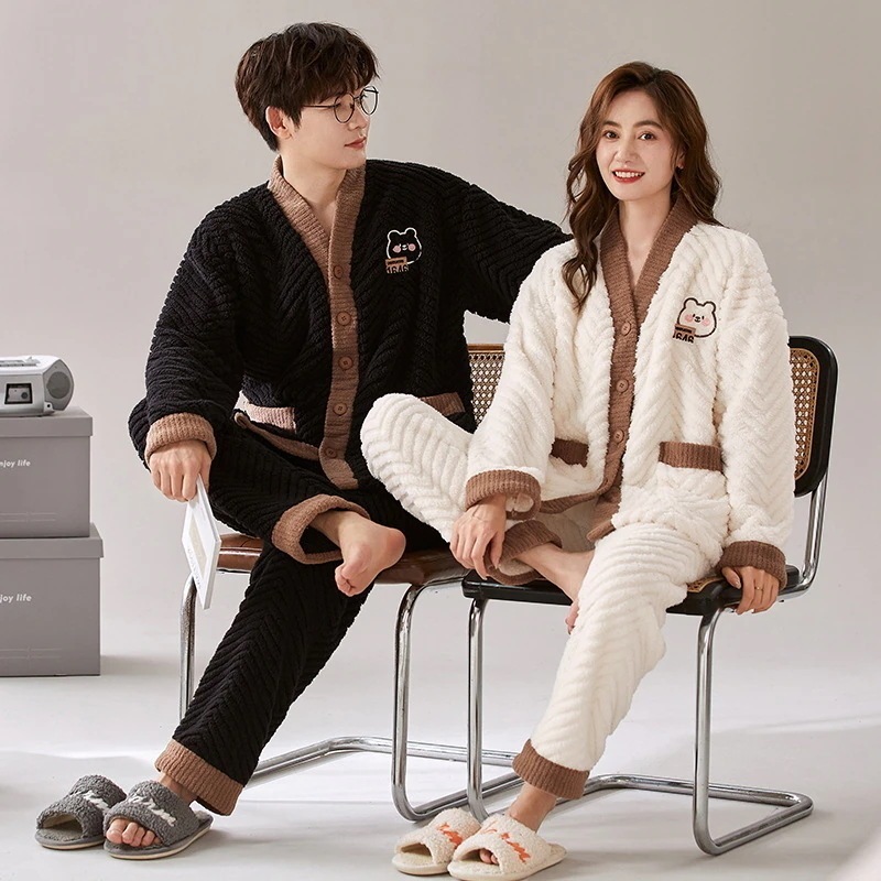 パジャマカップルペアルックルームウェアフランネル秋冬ペアパジャマ長袖カーディガンパジャマペアルックお揃いレディースメンズネグリジェレディース パジャマカップルペアルックルームウェアフランネル秋冬ペアパジャマ長袖カーディガンパジャマペアルックお揃いレディースメンズネグリジェレディース
