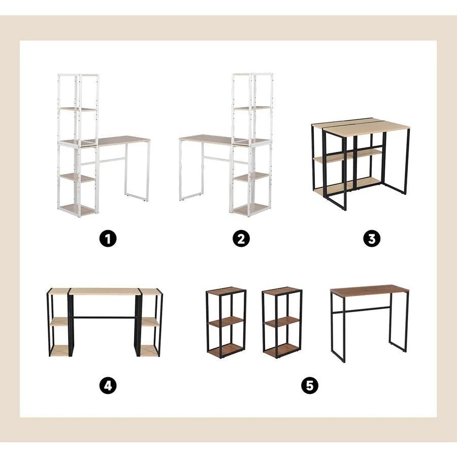 【新品登場】H型パソコンデスク 収納ラック2個付き オフィスデスク ラクラクに組み合わせ可能 木製 ミシン台 学習机
