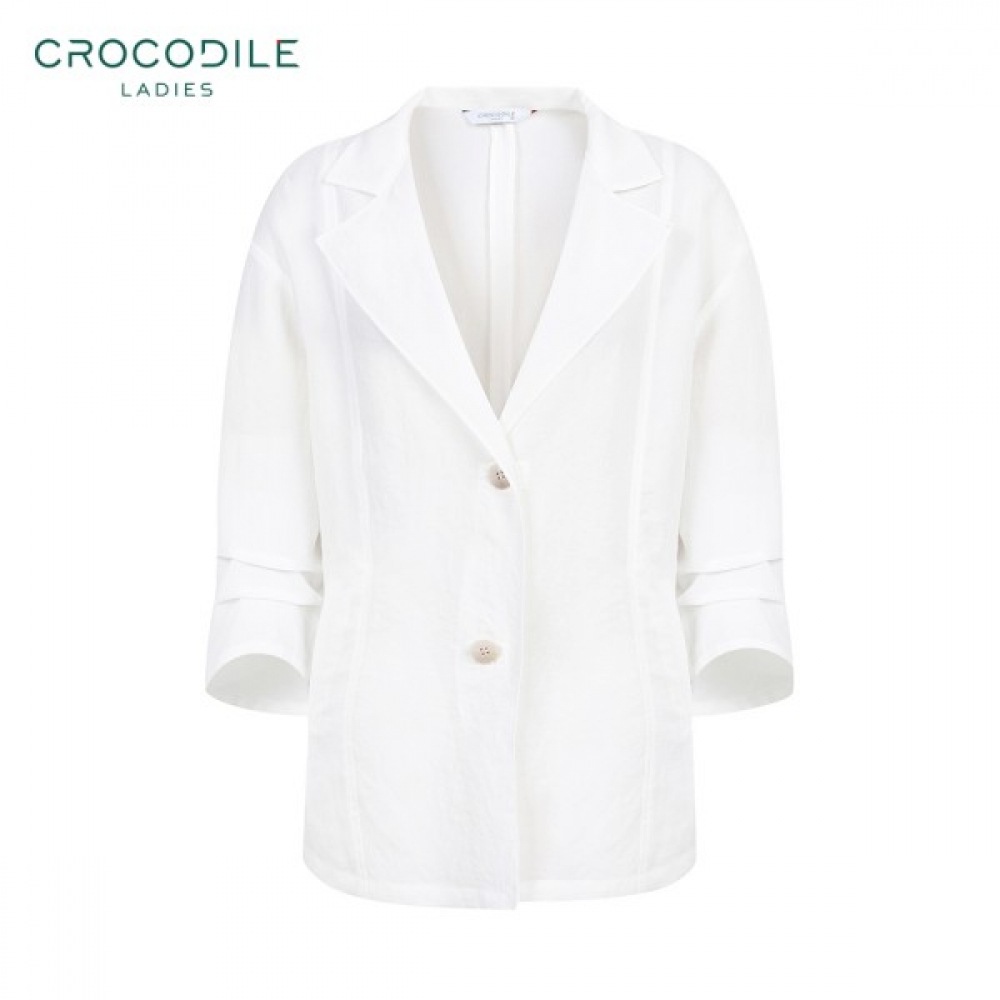 [クロコダイルレディ] ホワイトクール素材ルーズフィットカジュアルシンプルジャケットCLCMJK102