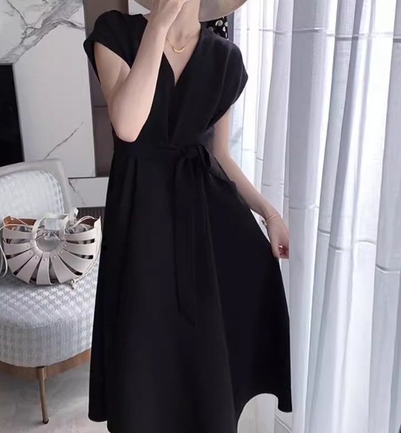 レディース ワンピース プルオーバー ミモレ ロング 半袖 フレンチスリーブ Vネック Aライン フェミニン シフォン ウエストマーク ウエストリボン ポケット ハイウエスト かわいい 大人可愛い レディース ワンピース プルオーバー ミモレ ロング 半袖 フレンチスリーブ Vネック Aライン フェミニン シフォン ウエストマーク ウエストリボン ポケット ハイウエスト かわいい 大人可愛い