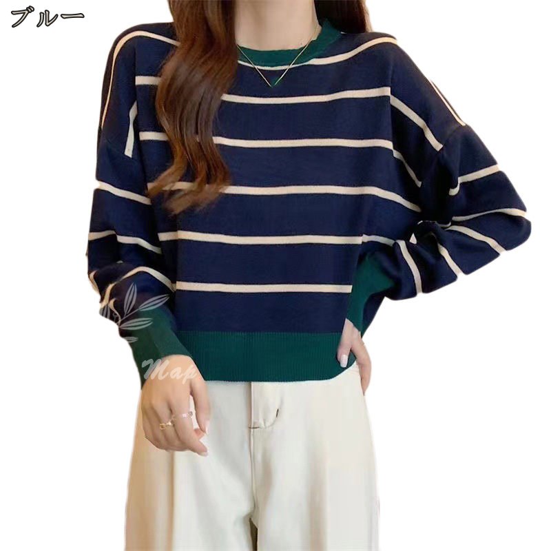 ニットセーター もっちりパフ袖リブニット 40代レディースファッション 春 春服 レディース ニット セーター トップス チュニック丈 プルオーバー ボーダー ニットセーター もっちりパフ袖リブニット 40代レディースファッション 春 春服 レディース ニット セーター トップス チュニック丈 プルオーバー ボーダー