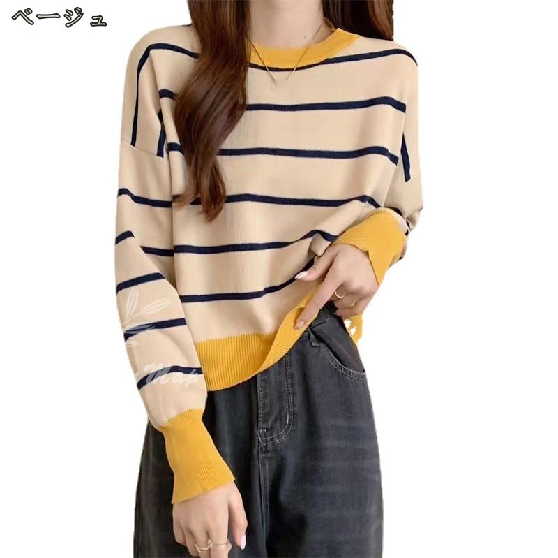 ニットセーター もっちりパフ袖リブニット 40代レディースファッション 春 春服 レディース ニット セーター トップス チュニック丈 プルオーバー ボーダー ニットセーター もっちりパフ袖リブニット 40代レディースファッション 春 春服 レディース ニット セーター トップス チュニック丈 プルオーバー ボーダー