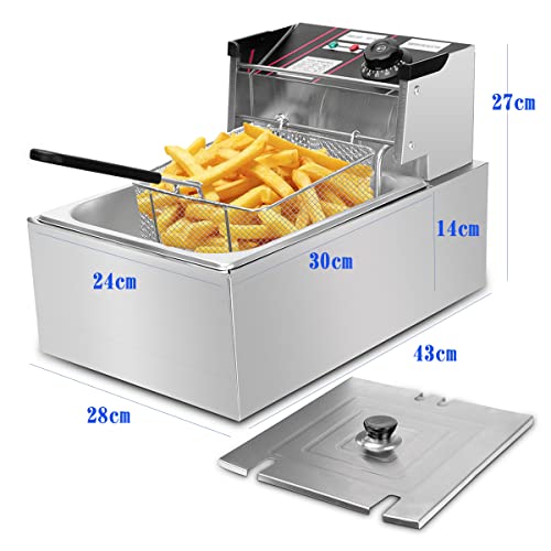 Ozonlife 卓上フライヤー 業務用 家庭用 フライヤー 6L大容量 ステンレス 電気フライヤー 60-200℃ 揚げ物や天ぷら等に Ozonlife 卓上フライヤー 業務用 家庭用 フライヤー 6L大容量 ステンレス 電気フライヤー 60-200℃ 揚げ物や天ぷら等に