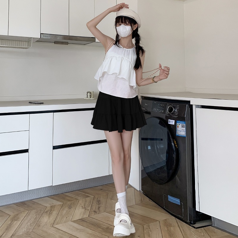 【1つ買うと10つ無料】女性用の夏のケーキスカートアイスシルクショートスカート -スカートエイジエイジプリンセススカートホワイトショートスカートアンチエッジュアプリーツスカート