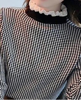 2色 チェック柄 トップス ニット セーター レディース 春 秋 かわいい オフィス 長袖 長袖 フリル袖 ハイネック フリルカラー スリム 細身 フリル ふわふわ 黒 ブラック 茶色 ブラウン S 2色 チェック柄 トップス ニット セーター レディース 春 秋 かわいい オフィス 長袖 長袖 フリル袖 ハイネック フリルカラー スリム 細身 フリル ふわふわ 黒 ブラック 茶色 ブラウン S