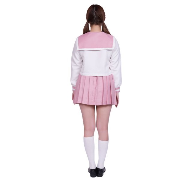 ピンクマカロンセーラー服 Mサイズ 女性用 jk 女子高生 制服 マカロン セーラー服 コスプレ セット ハロウィン イベント 仮装 大人 レディ