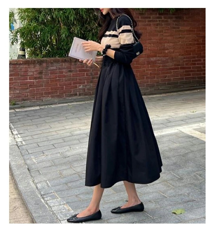 【在庫一掃】ボーダー柄 Aライン ワンピース 長袖 レディースファッション ラウンドネック ゆったり 楽ちん カジュアル オフィス 仕事着 あったか 暖か ふんわり 20代 30代 40代 50代 6 【在庫一掃】ボーダー柄 Aライン ワンピース 長袖 レディースファッション ラウンドネック ゆったり 楽ちん カジュアル オフィス 仕事着 あったか 暖か ふんわり 20代 30代 40代 50代 6