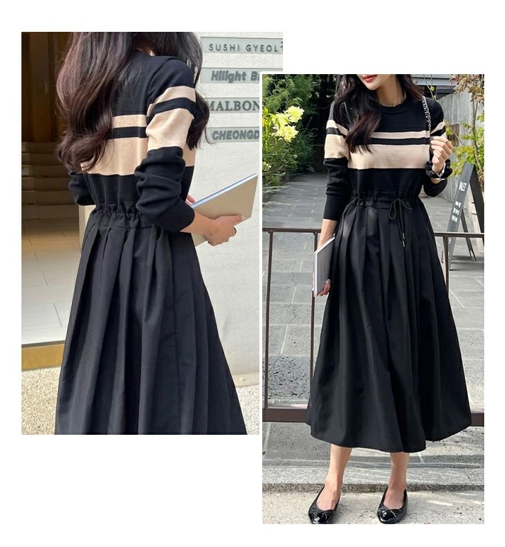 【在庫一掃】ボーダー柄 Aライン ワンピース 長袖 レディースファッション ラウンドネック ゆったり 楽ちん カジュアル オフィス 仕事着 あったか 暖か ふんわり 20代 30代 40代 50代 6 【在庫一掃】ボーダー柄 Aライン ワンピース 長袖 レディースファッション ラウンドネック ゆったり 楽ちん カジュアル オフィス 仕事着 あったか 暖か ふんわり 20代 30代 40代 50代 6