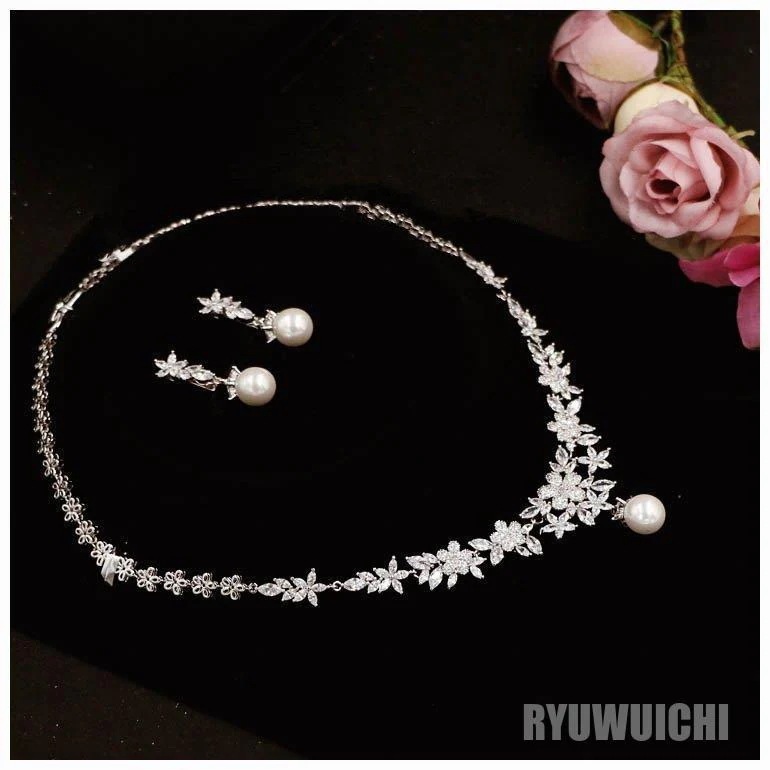 ネックレス アクセサリー ジュエリー アクセ 小物 ネックレス ピアス イヤリング ビジュー フラワー パール シルバー可愛い ミセス モダン[acx79]