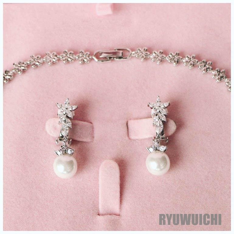 ネックレス アクセサリー ジュエリー アクセ 小物 ネックレス ピアス イヤリング ビジュー フラワー パール シルバー可愛い ミセス モダン[acx79]