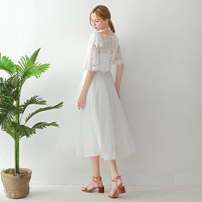 ミニ丈ドレス 二次会 ウェディグドレス 花嫁 パーティドレス 結婚式 白 ワンピース 演奏会 大きい