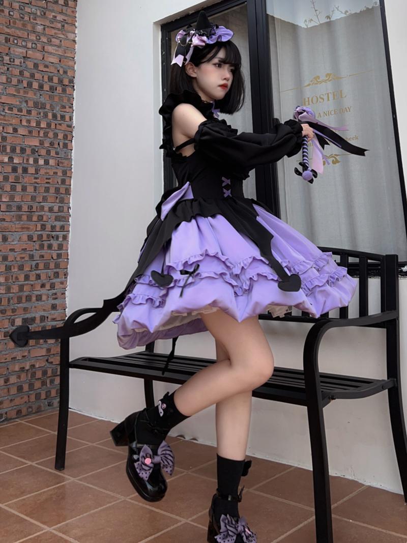 ロリータ 二次元 ハロウイン 韓国ファッション 【星夜の魔女】洋装ハロウィンjskキャミソールワンピースハロウィンワンピース
