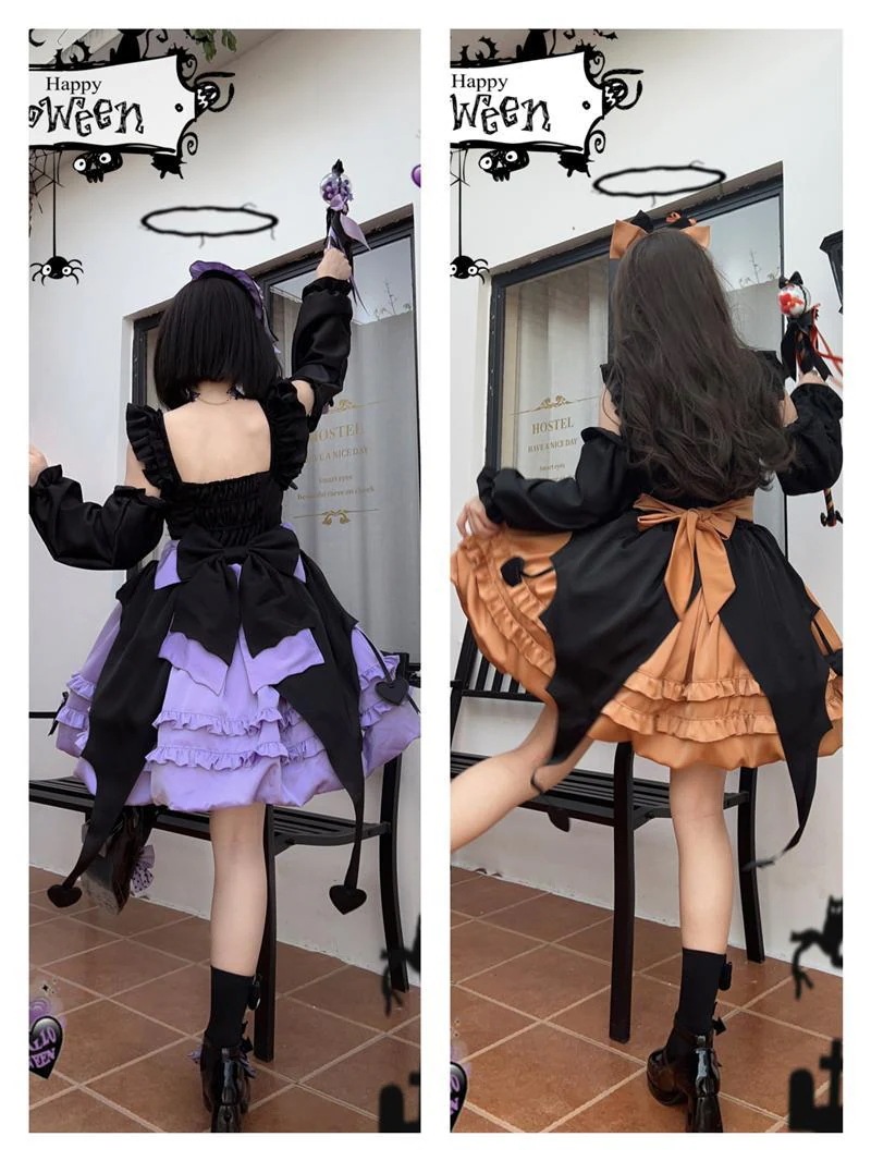 ロリータ 二次元 ハロウイン 韓国ファッション 【星夜の魔女】洋装ハロウィンjskキャミソールワンピースハロウィンワンピース