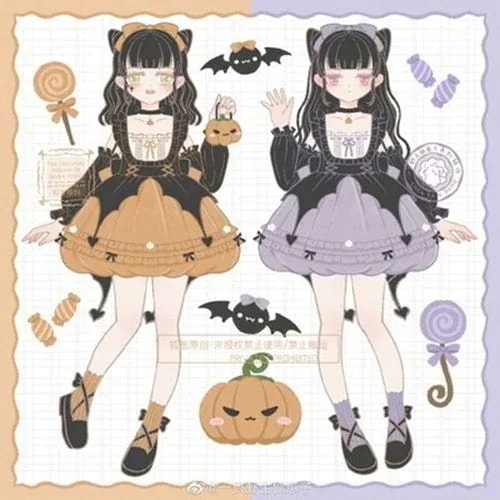 ロリータ 二次元 ハロウイン 韓国ファッション 【星夜の魔女】洋装ハロウィンjskキャミソールワンピースハロウィンワンピース