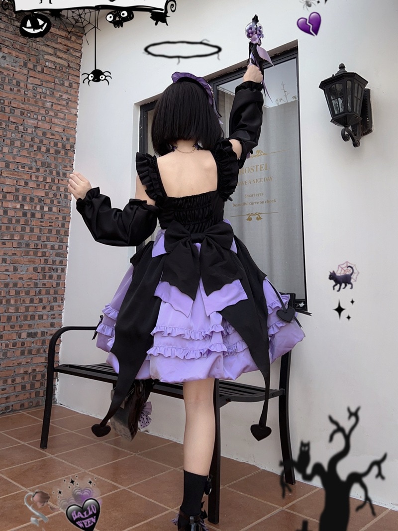 ロリータ 二次元 ハロウイン 韓国ファッション 【星夜の魔女】洋装ハロウィンjskキャミソールワンピースハロウィンワンピース