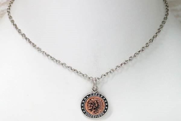 インディアンジュエリー ペンダント ネックレス スカル 髑髏 チーフ 酋長 ココペリ 精霊 シルバー925 コッパー メンズ コイン