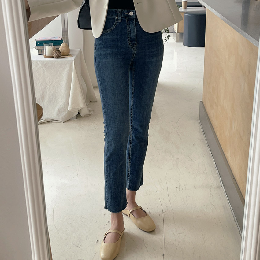 [tje0032] 韓国ファッション ONE COLOR ストレート カット デニム パンツ