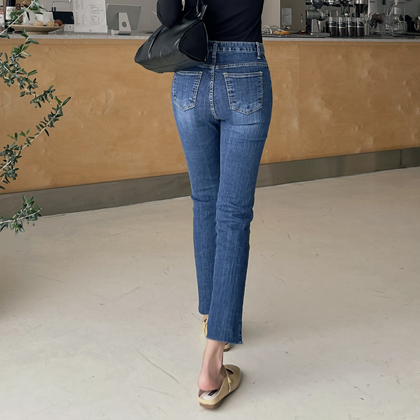 [tje0032] 韓国ファッション ONE COLOR ストレート カット デニム パンツ