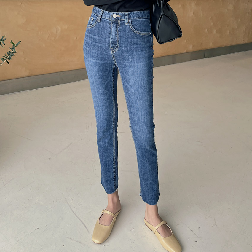 [tje0032] 韓国ファッション ONE COLOR ストレート カット デニム パンツ