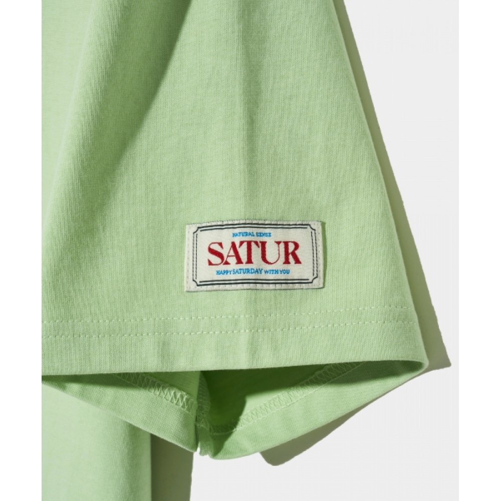 SATUR クラシックスモールロゴショートスリーブ T シャツオリーブミント SATUR クラシックスモールロゴショートスリーブ T シャツオリーブミント