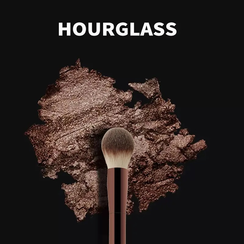 Hourglass-パウダーとアイシャドウ用のメイクブラシ,日曜大工,スクイーズストラップ,イルミネーションシャドウ,化粧品バッグ付き眉ブラシ,10個/セット