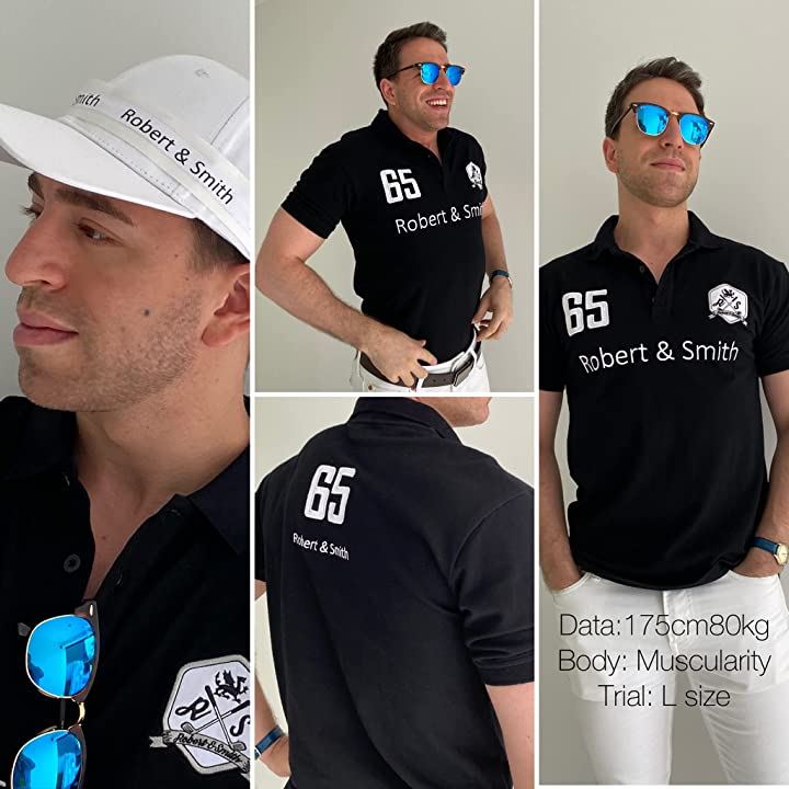 ロバート・アンド・スミス 100% コットン 定番 ゴルフ ポロシャツ ゴルフウエア 半袖 メンズ 黒(黒(ブラック), L) ロバート・アンド・スミス 100% コットン 定番 ゴルフ ポロシャツ ゴルフウエア 半袖 メンズ 黒(黒(ブラック), L)