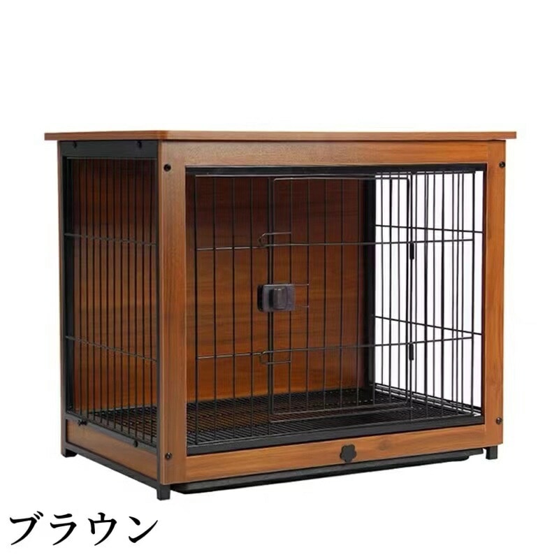 C10010-1M ペット ペットケージ ペットサークル 室内用 柵 サークル 犬ケージ 犬 いぬ 木目 超小型犬 小型犬 簡単組み立て 木目調 トレー付き インテリアケージ ブラウン 幅78