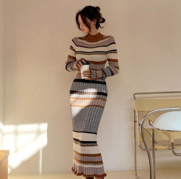 【急速出荷 2025年新作】ニットワンピースタイト タイトニットワンピース 韓国 ニットワンピース タイト ロング レトロ ボーダー レディース ハイネック 秋 冬 長袖 ロング丈 マキシ丈 可愛い 【急速出荷 2025年新作】ニットワンピースタイト タイトニットワンピース 韓国 ニットワンピース タイト ロング レトロ ボーダー レディース ハイネック 秋 冬 長袖 ロング丈 マキシ丈 可愛い