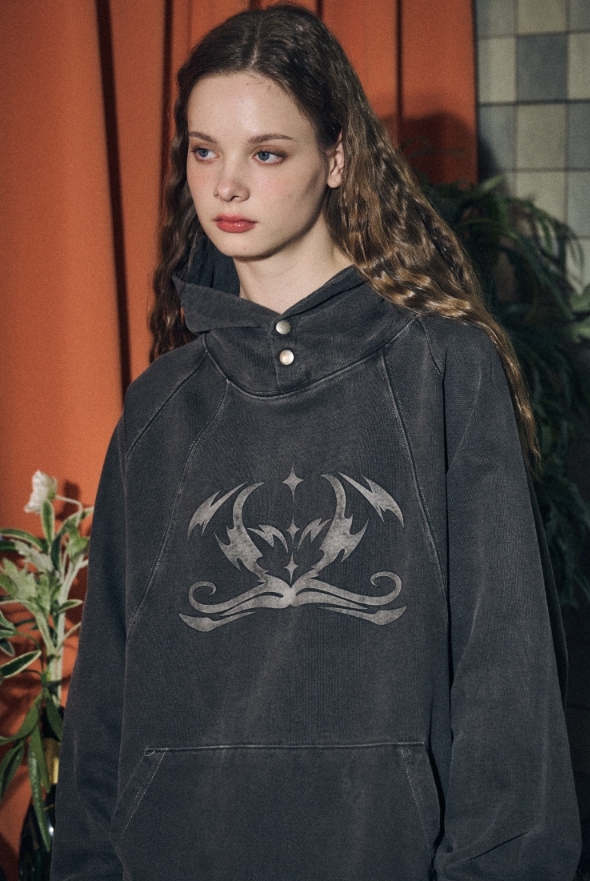 【CPGN STUDIO】 Rubber Star Pigment Snap Hoodie