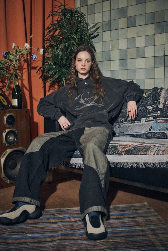 【CPGN STUDIO】 Rubber Star Pigment Snap Hoodie