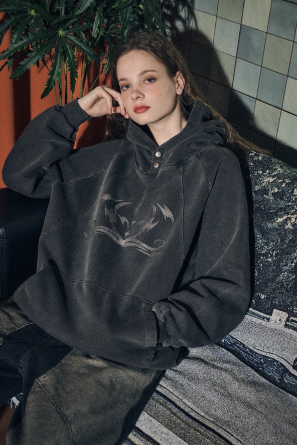 【CPGN STUDIO】 Rubber Star Pigment Snap Hoodie